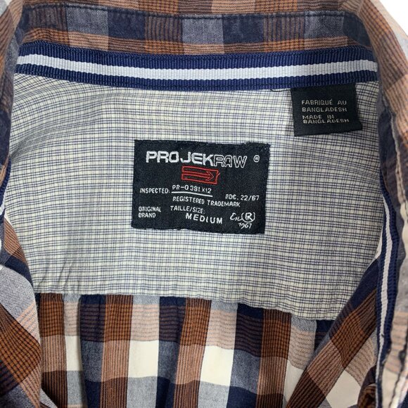 PROJEK RAW long sleeve cotton plaid shirt size medium - Picture 2 of 16